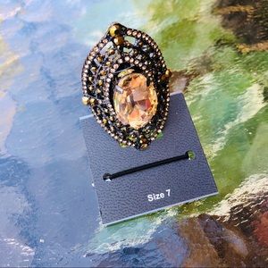 Yellow Stoned Statement Ring Size 7